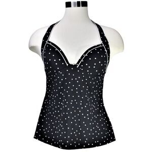 Calvin Klein Swim TOP ONLY Halter Polka-Dots Black & White Women’s Size 10 B